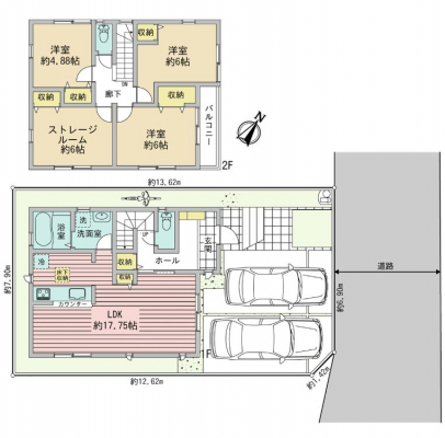 間取り図　3LDK+納戸
土地面積107.3�u
建物面積97.7�u